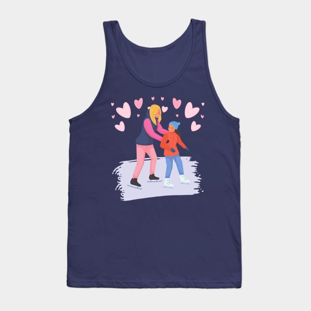 Mom and Daughter ice skating together Tank Top by Zobayer